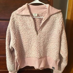 PINK Victoria's Secret Light Pink Sherpa Quarter-Zip Pullover